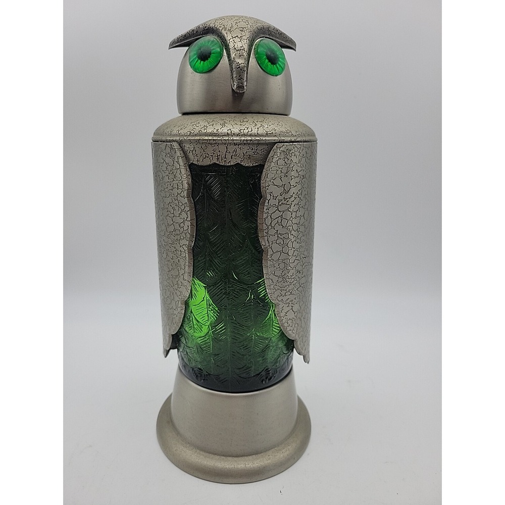 MCM metal oil dispenser Green Owl glass  metal music box